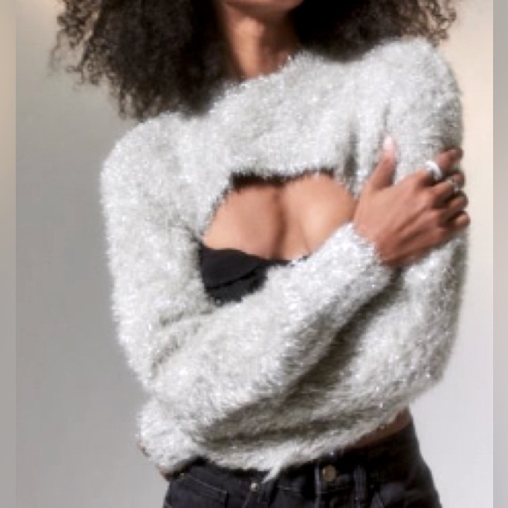 XS silver/ivory sparkle shrug